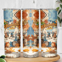 Oktoberfest Skinny Tumbler with Beer Mug Illustration White Diamond Pattern - Wonder Print Shop