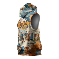 Oktoberfest Sleeveless Hoodie with Beer Mug Illustration White Diamond Pattern - Wonder Print Shop