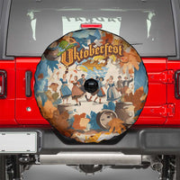 Oktoberfest Spare Tire Cover with Beer Mug Illustration White Diamond Pattern - Wonder Print Shop