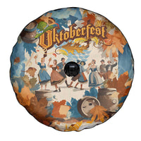 Oktoberfest Spare Tire Cover with Beer Mug Illustration White Diamond Pattern - Wonder Print Shop