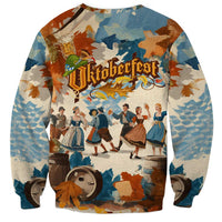 Oktoberfest Sweatshirt with Beer Mug Illustration White Diamond Pattern - Wonder Print Shop