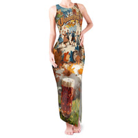 Oktoberfest Tank Maxi Dress with Beer Mug Illustration White Diamond Pattern - Wonder Print Shop