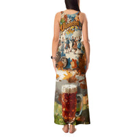 Oktoberfest Tank Maxi Dress with Beer Mug Illustration White Diamond Pattern - Wonder Print Shop