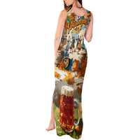 Oktoberfest Tank Maxi Dress with Beer Mug Illustration White Diamond Pattern - Wonder Print Shop