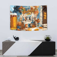 Oktoberfest Tapestry with Beer Mug Illustration White Diamond Pattern - Wonder Print Shop
