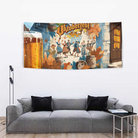 Oktoberfest Tapestry with Beer Mug Illustration White Diamond Pattern - Wonder Print Shop