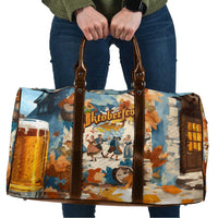 Oktoberfest Travel Bag with Beer Mug Illustration White Diamond Pattern - Wonder Print Shop