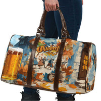 Oktoberfest Travel Bag with Beer Mug Illustration White Diamond Pattern - Wonder Print Shop