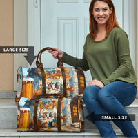 Oktoberfest Travel Bag with Beer Mug Illustration White Diamond Pattern - Wonder Print Shop