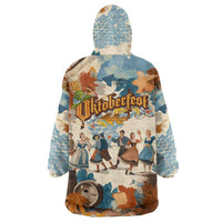 Oktoberfest Wearable Blanket Hoodie with Beer Mug Illustration White Diamond Pattern - Wonder Print Shop