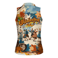 Oktoberfest Women Sleeveless Polo Shirt with Beer Mug Illustration White Diamond Pattern - Wonder Print Shop