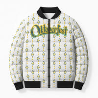 Oktoberfest Bomber Puffer Jacket with Oktoberfest Beer Mug Illustration White Diamond - Wonder Print Shop