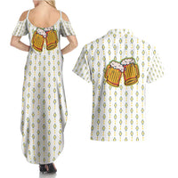 Oktoberfest Couples Matching Summer Maxi Dress and Hawaiian Shirt with Oktoberfest Beer Mug Illustration White Diamond - Wonder Print Shop