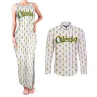 Oktoberfest Couples Matching Tank Maxi Dress and Long Sleeve Button Shirt with Oktoberfest Beer Mug Illustration White Diamond - Wonder Print Shop
