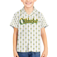 Oktoberfest Family Matching Off The Shoulder Long Sleeve Dress and Hawaiian Shirt with Oktoberfest Beer Mug Illustration White Diamond - Wonder Print Shop