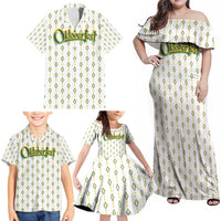 Oktoberfest Family Matching Off Shoulder Maxi Dress and Hawaiian Shirt with Oktoberfest Beer Mug Illustration White Diamond - Wonder Print Shop