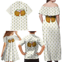 Oktoberfest Family Matching Off Shoulder Maxi Dress and Hawaiian Shirt with Oktoberfest Beer Mug Illustration White Diamond - Wonder Print Shop