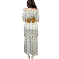 Oktoberfest Family Matching Puletasi and Hawaiian Shirt with Oktoberfest Beer Mug Illustration White Diamond - Wonder Print Shop