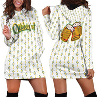 Oktoberfest Hoodie Dress with Oktoberfest Beer Mug Illustration White Diamond - Wonder Print Shop