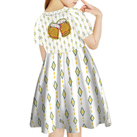 Oktoberfest Kid Short Sleeve Dress with Oktoberfest Beer Mug Illustration White Diamond - Wonder Print Shop