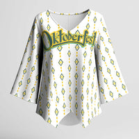 Oktoberfest Kimono Sleeve Blouse with Oktoberfest Beer Mug Illustration White Diamond - Wonder Print Shop