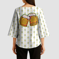 Oktoberfest Kimono Sleeve Blouse with Oktoberfest Beer Mug Illustration White Diamond - Wonder Print Shop