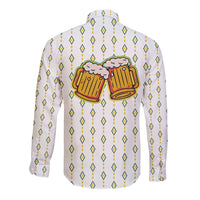 Oktoberfest Long Sleeve Button Shirt with Oktoberfest Beer Mug Illustration White Diamond - Wonder Print Shop