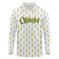 Oktoberfest Long Sleeve Polo Shirt with Oktoberfest Beer Mug Illustration White Diamond - Wonder Print Shop