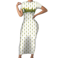 Oktoberfest Short Sleeve Bodycon Dress with Oktoberfest Beer Mug Illustration White Diamond - Wonder Print Shop