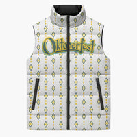Oktoberfest Sleeveless Puffer Jacket with Oktoberfest Beer Mug Illustration White Diamond - Wonder Print Shop