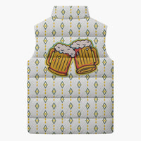 Oktoberfest Sleeveless Puffer Jacket with Oktoberfest Beer Mug Illustration White Diamond - Wonder Print Shop