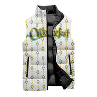Oktoberfest Sleeveless Puffer Jacket with Oktoberfest Beer Mug Illustration White Diamond - Wonder Print Shop