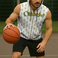 Oktoberfest Sleeveless Zip Hoodie with Oktoberfest Beer Mug Illustration White Diamond - Wonder Print Shop