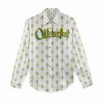 Oktoberfest Women Casual Shirt with Oktoberfest Beer Mug Illustration White Diamond - Wonder Print Shop