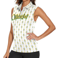 Oktoberfest Women Sleeveless Polo Shirt with Oktoberfest Beer Mug Illustration White Diamond - Wonder Print Shop