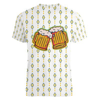 Oktoberfest Women V-Neck T-Shirt with Oktoberfest Beer Mug Illustration White Diamond - Wonder Print Shop