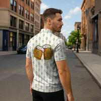 Oktoberfest Zipper Polo Shirt with Oktoberfest Beer Mug Illustration White Diamond - Wonder Print Shop