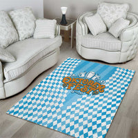 Oktoberfest Area Rug with Beer Glass Illustration Blue White Diamond - Wonder Print Shop
