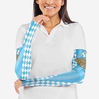 Oktoberfest Arm Sleeves with Beer Glass Illustration Blue White Diamond - Wonder Print Shop