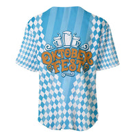 Oktoberfest Baseball Jersey with Beer Glass Illustration Blue White Diamond - Wonder Print Shop