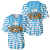 Oktoberfest Baseball Jersey with Beer Glass Illustration Blue White Diamond - Wonder Print Shop