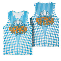Oktoberfest Basketball Jersey with Beer Glass Illustration Blue White Diamond - Wonder Print Shop