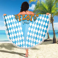 Oktoberfest Beach Blanket with Beer Glass Illustration Blue White Diamond - Wonder Print Shop