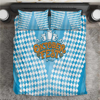 Oktoberfest Bedding Set with Beer Glass Illustration Blue White Diamond - Wonder Print Shop