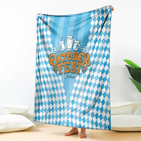 Oktoberfest Blanket with Beer Glass Illustration Blue White Diamond - Wonder Print Shop