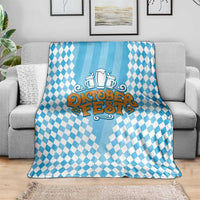 Oktoberfest Blanket with Beer Glass Illustration Blue White Diamond - Wonder Print Shop