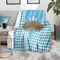 Oktoberfest Blanket with Beer Glass Illustration Blue White Diamond - Wonder Print Shop