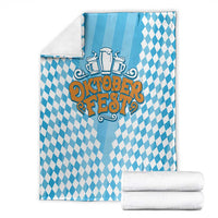 Oktoberfest Blanket with Beer Glass Illustration Blue White Diamond - Wonder Print Shop
