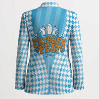 Oktoberfest Blazer with Beer Glass Illustration Blue White Diamond - Wonder Print Shop