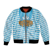 Oktoberfest Bomber Jacket with Beer Glass Illustration Blue White Diamond - Wonder Print Shop